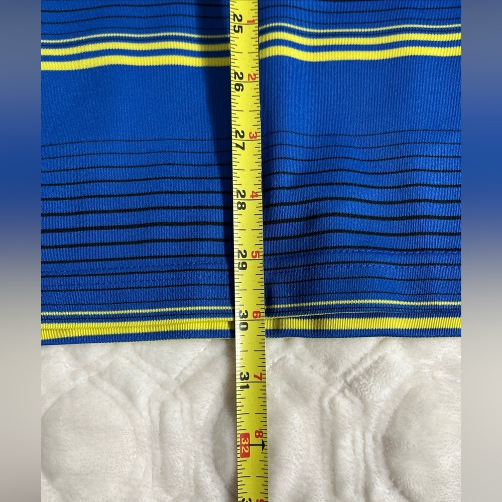 PGA Tour Golf Polo Shirt Men's XL Blue Yellow Striped Short Sleeve Performance - Picture 6 of 8